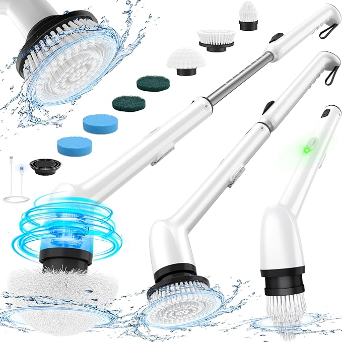 LyriFine Electric Spin Scrubber, New Full-Body IPX7 Waterproof Bathroom Cleaner by LyriFine