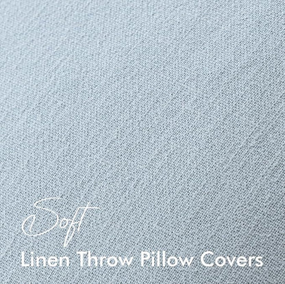 EMEMA Throw Pillow Covers Decorative Linen Pillow Covers 24x24 Inch Light Blue Boho Farmhouse Neutral Couch Throw Pillows for Bed Pack of 2 Accent Pillowcase Modern Sofa Cushion Livingroom Home