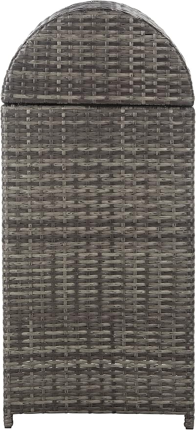 SAFAVIEH Outdoor Collection Mazeli Grey Brown Woven Swing Top Dome Lid Trash - Image 10