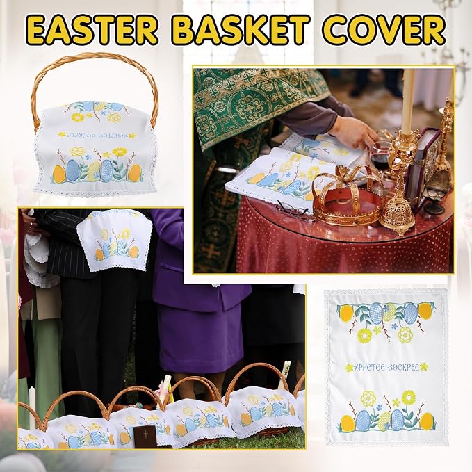 Tegeme Easter Orthodox Pascha Basket Cover Table Decoration Easter Religious - Image 5