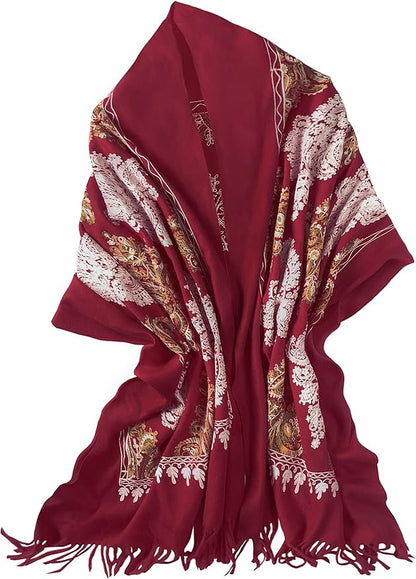 Urban CoCo Women's Embroidered Tassel Long Shawl Oversize Scarf Wraps for Women