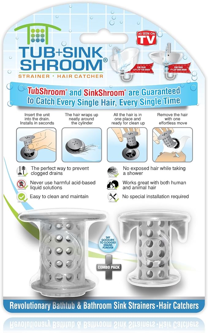 TubShroom and SinkShroom Drain Protectors Hair Catchers by TubShroom