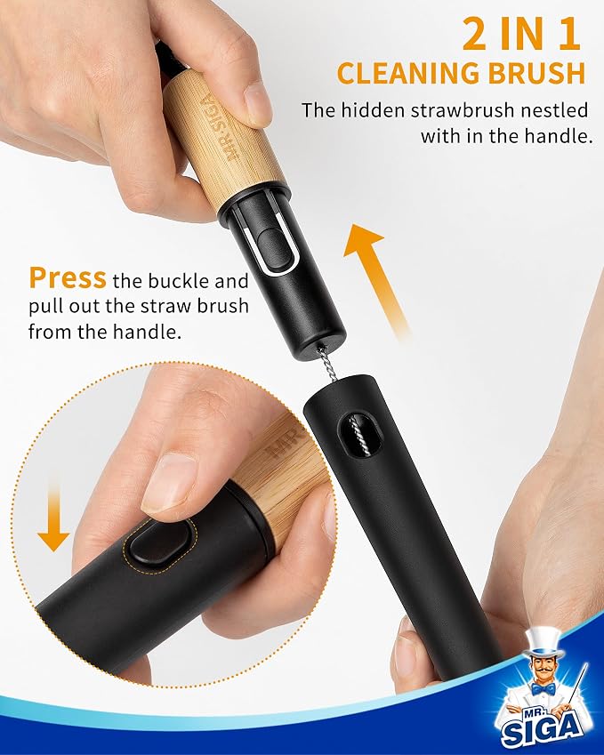 MR.SIGA Water Bottle Brush and Straw Cleaner Brush, Long Handle Bottle Cleaner - Image 3
