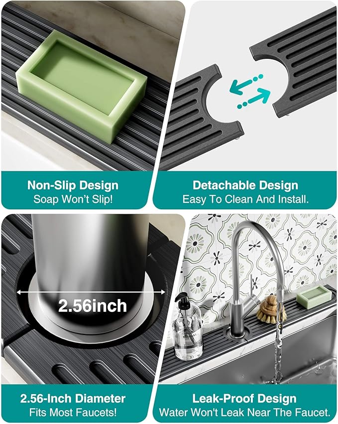 Stone Faucet Mat for Kitchen Sink, Diatomite Sink Protectors - Image 5