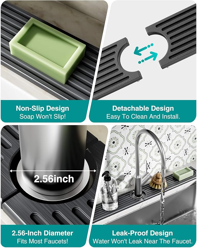 Stone Faucet Mat for Kitchen Sink, Diatomite Sink Protectors - Image 5