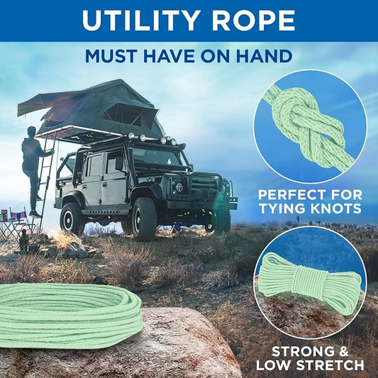 TECEUM Cotton Rope 3/16” – 100 FT – Strong All-Purpose Braided Rope – Natural - Image 2