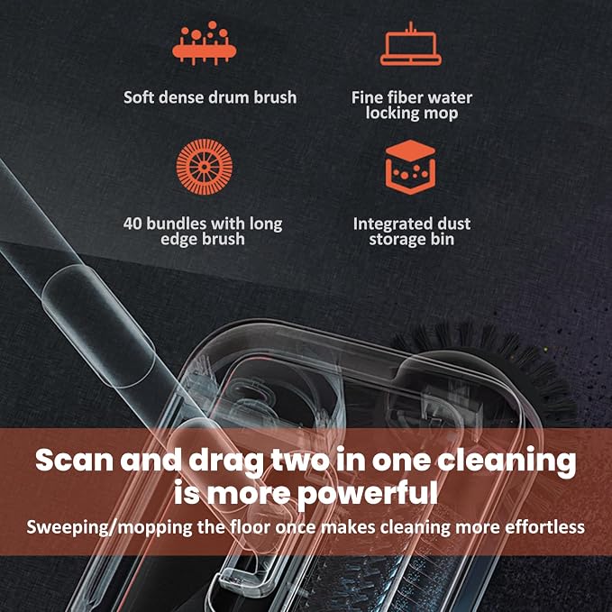 Floor Sweeper, 2-in-1 360° Rotating Hand Push Sweeper - Image 6