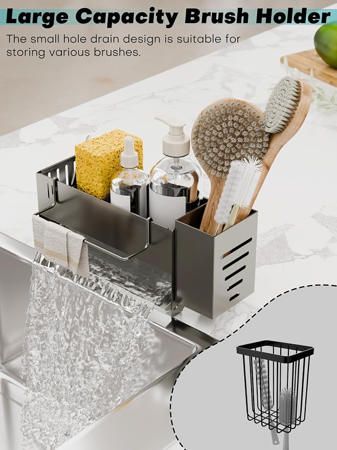 Sponge Holder for Kitchen Sink, Space-Saving Sink Caddy - Image 3