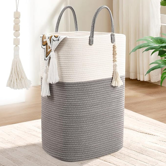Woven Laundry Basket for Clothes, 80L Large Rectangle Laundry Hampers by WENMER
