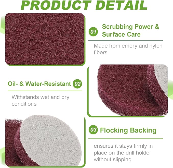 Power Scrub Pads, Scrubbing Pads 320 Grits Scouring Discs - Image 3