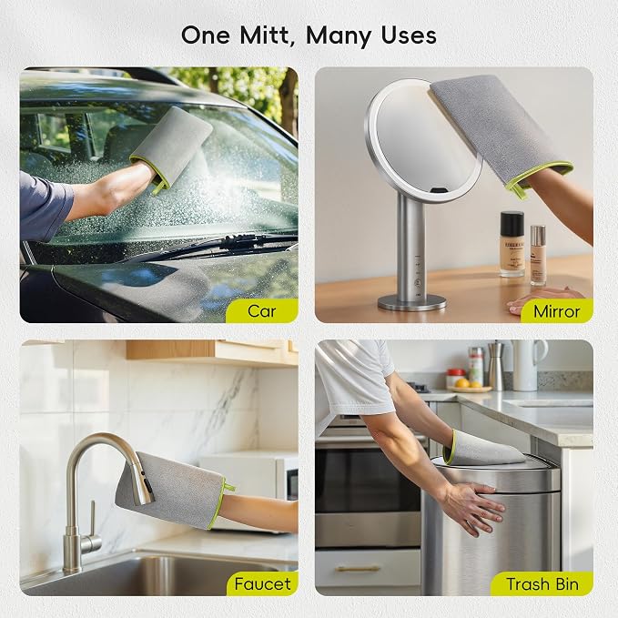 EKO Microfiber Cleaning Mitt for Stainless Steel – Lint-Free Reusable Polishing - Image 9