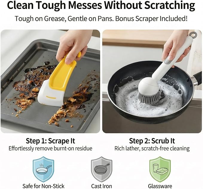 Soap Dispensing Dish Brush Set - Image 2