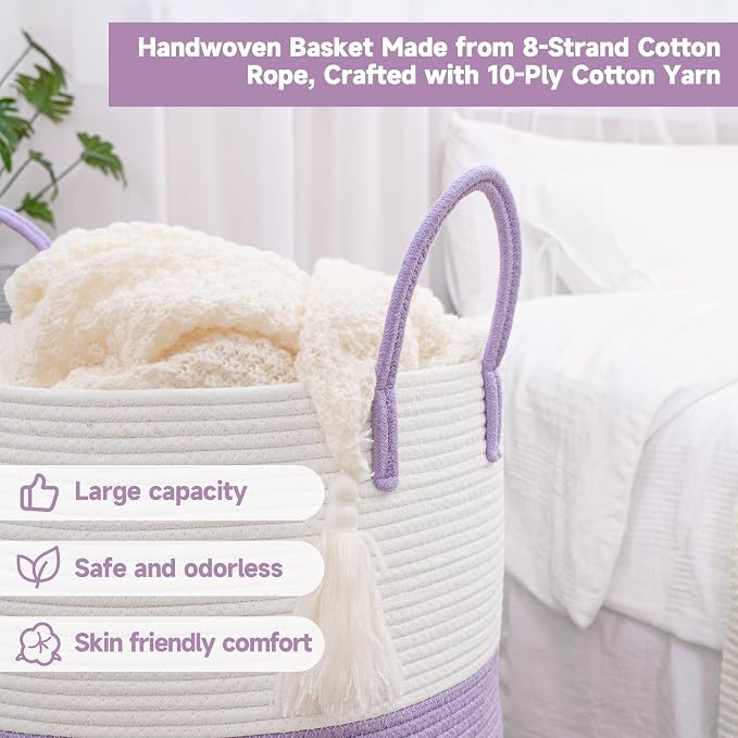 CLHMILY&Z 100L Laundry Basket Round Storage Rope Basket - Image 5