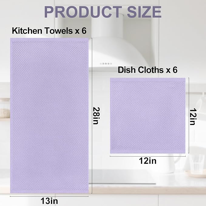Homaxy 100% Cotton Kitchen Towels and Dishcloths Set, 12 x 12 Inches and 13 x - Image 4