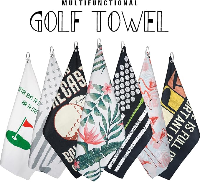 Tropical Plants Golf Towel and Brush Set, Microfiber Waffle Golf Bag Towel - Image 7