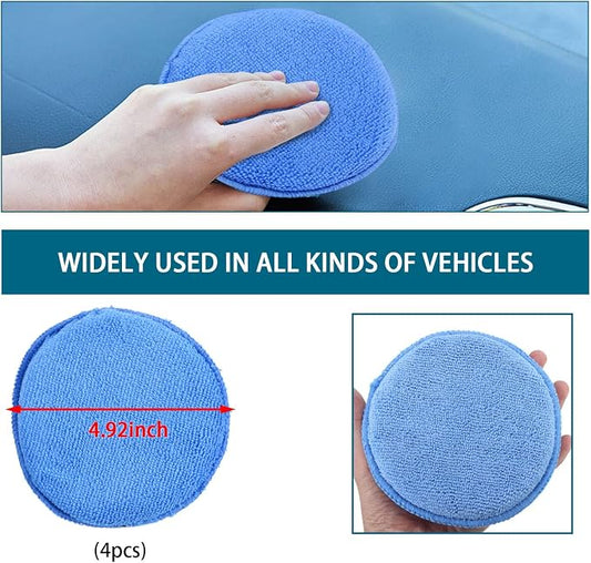 Ziciner 4 Pack Microfiber Applicator Pads, Car Wax Foam Buffing and Cleaning - Image 2