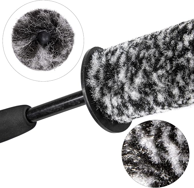 Car Wheel Rim Brush Kit, Woolies Wheel Brush, Car Cleaning Brush Fiber Rod - Image 4