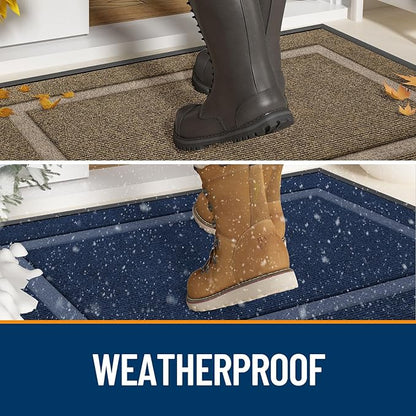 OLANLY Front Door Mat Indoor Outdoor Entrance, Waterproof All-Season, All-Weather Doormat, Sturdy Natural Rubber, Fade Resistant, Low Profile, Easy Clean Patio Porch Entryway Mat, 71x23, Beige