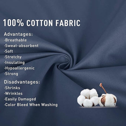 Sunflower California King Fitted Sheet, 1-Piece Deep Pocket Fitted Bottom Sheet 16", 100% Cotton Sateen Soft Breathable, Blue Indigo