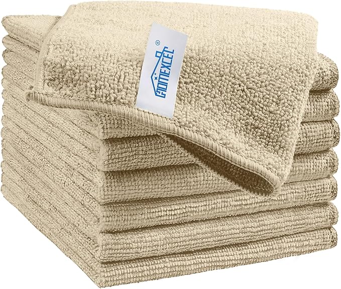 HOMEXCEL Brown Microfiber Cleaning Cloth, 8 Pack Cleaning Towels by HOMEXCEL