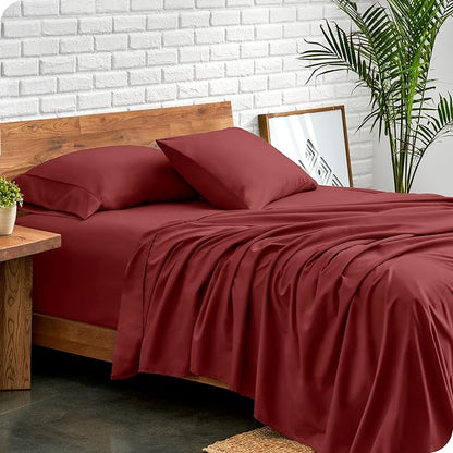 Bare Home California King Sheet Set - 1800 Ultra-Soft Microfiber Cal King Bed Sheets - Double Brushed - Deep Pockets - Easy Fit - 4 Piece Set - Bed Sheets (Cal King, Rosewood)