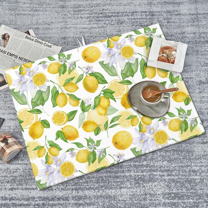 Lemon Dish Drying Mat for Kitchen Counter Microfiber Absorbent Dish Draining - Image 5