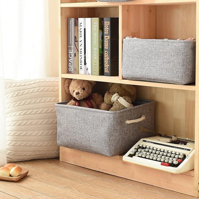 Storage Basket Fabric Sturdy Canvas Storage Bins Organizer - Image 3
