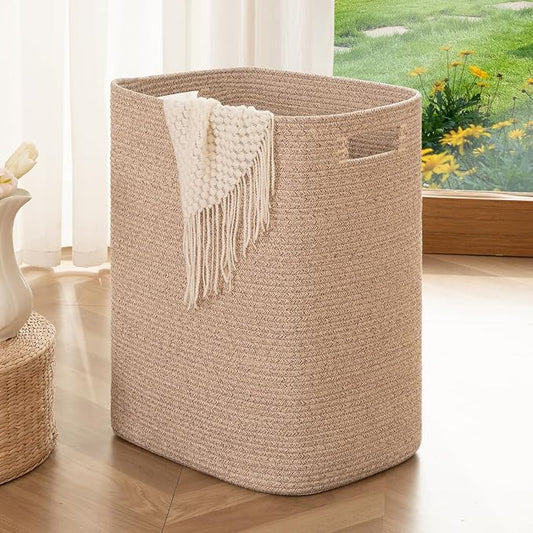 OIAHOMY Laundry Hamper, Rectangle Cotton Laundry Basket by MasterofSpaceOptimization