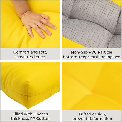 FUNHOME Outdoor Bench Cushion 48 x18 inch with Non-Slip Grips,Water Resistant Porch Swing Cushion,Bench Pillow Pads,Tufted Cushions for Patio Garden Furniture,48" Seat Cushions(Yellow)