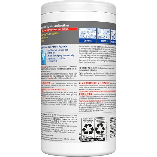 CloroxPro Clorox Screen+ Sanitizing Wipes, Bleach Free Cleaning Wipes, Citrus - Image 10
