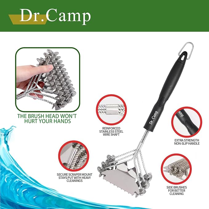 2 PCS Stainless Steel BBQ Grill Brush, BBQ Brush, Grill Scraper, Grill Brush - Image 5