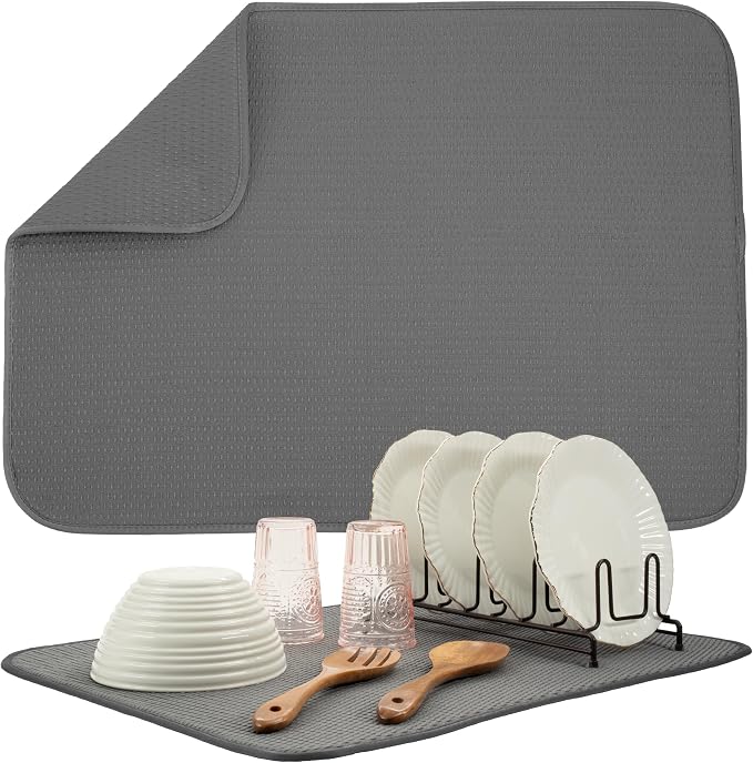 S&T INC. Dish Drying Mat XL, 18” x 24”, Absorbent Microfiber Kitchen Counter Mat by STINC