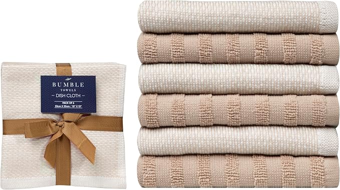 Bumble Premium Dish Cloths 13"x13" | 100% Natural Ring Spun Cotton | 400 GSM | - Image 2