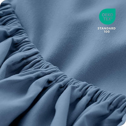 Bare Home 2-Pack Fitted Bottom Sheets Short Queen - Premium 1800 Ultra-Soft Wrinkle Resistant Microfiber - Deep Pocket (Short Queen, Coronet Blue)