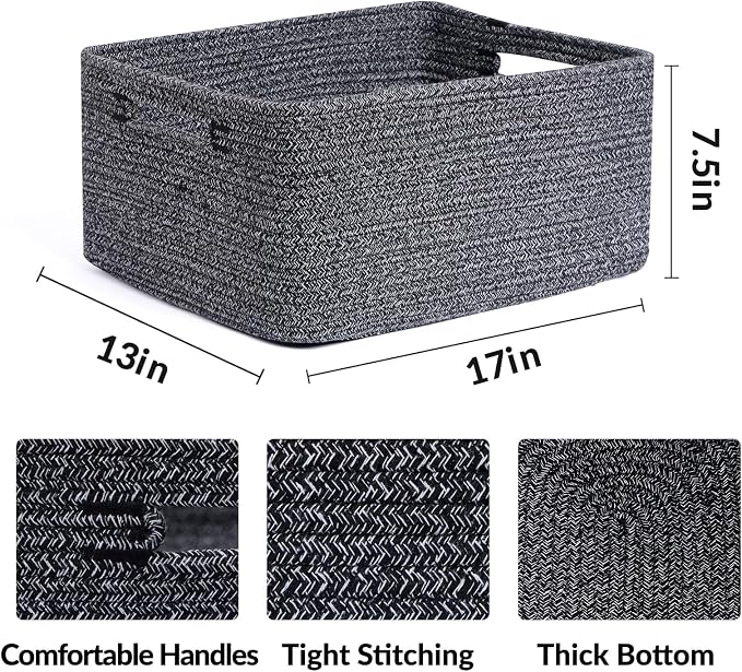 Large Storage Baskets for Organizing, Closet Shelf Baskets for Clothes Blanket - Image 2