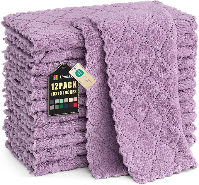 Homaxy 12 Pack Kitchen Cloths Dish Towels, Super Soft and Absorbent Dish Cloths by Homaxy