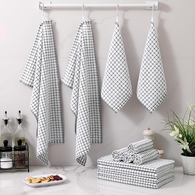 Homaxy Kitchen Towels and Dishcloths Set, 16 x 25 and 12 x 12 Inches, Super - Image 7