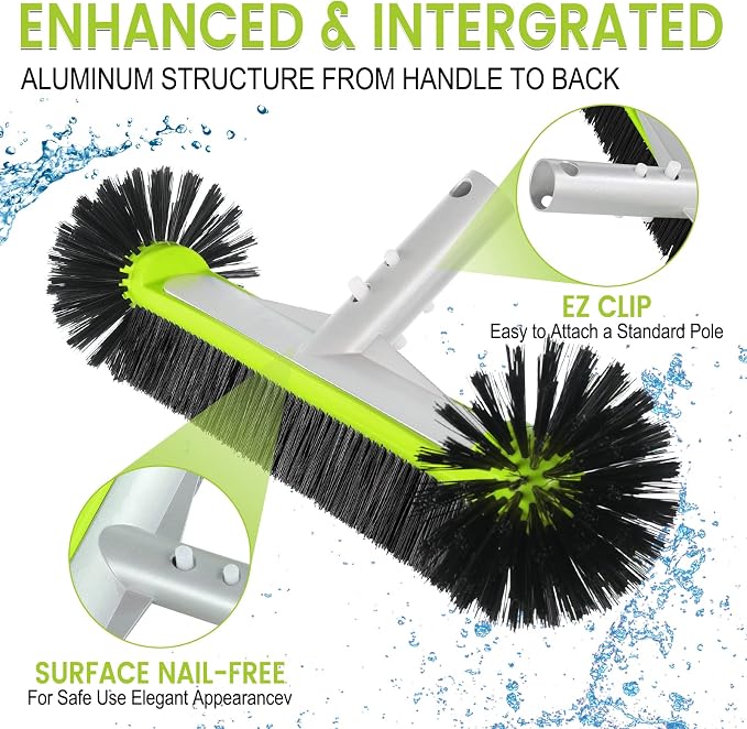 Swimming Pool Brush Head with Round Ends, 17.5" Heavy Duty Aluminum Back Head - Image 4