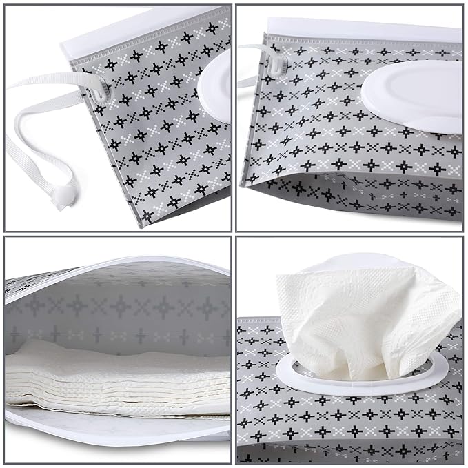 FEBSNOW 4 Pack Baby Wipe Dispenser, Portable Refillable Wipe Holder, Baby Wipes - Image 3