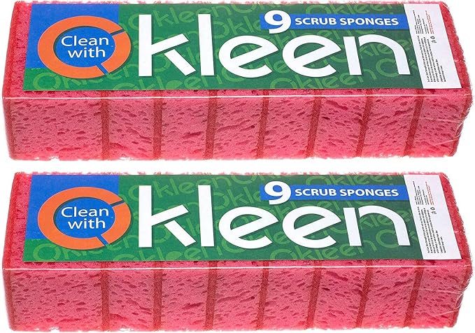 Pink Multi Use Scrub Sponges. Made in Europe. 18 Pack, 4.3x2.8x1.4 inches. - Image 2