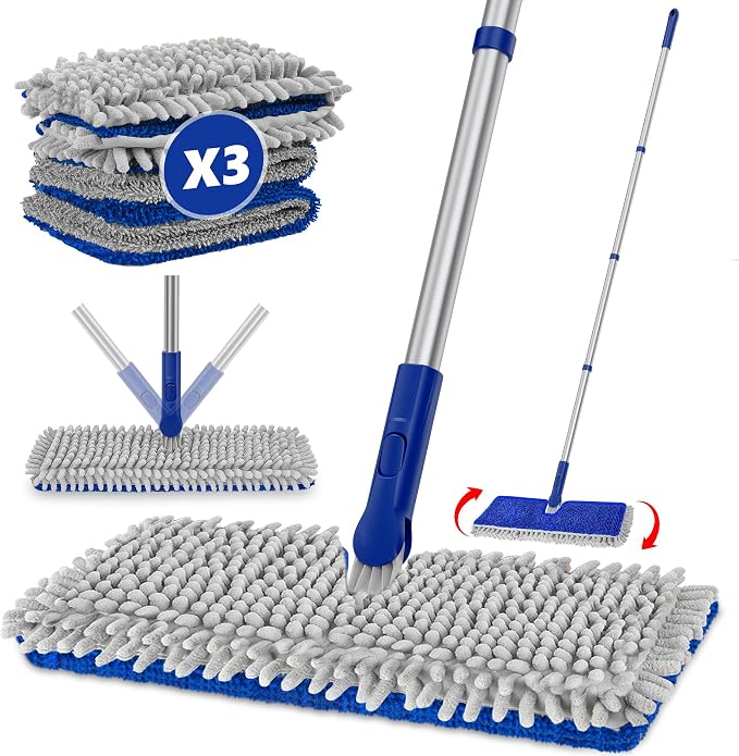 2-Sided Microfiber Dust Mop: Dry Flat Wall Mop by ENSPOWAY