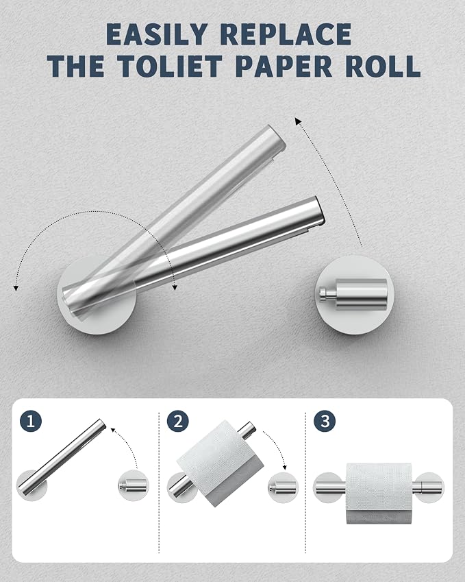 Polished Finish Toilet Paper Holder SUS304 Stainless Steel Double Post Pivoting - Image 2