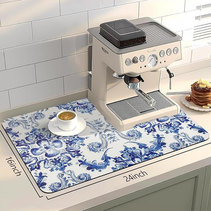 Bloss Dish Drying Mat, Kitchen Counter Mats, Absorbent Hide Stain Rubber Backed - Image 2