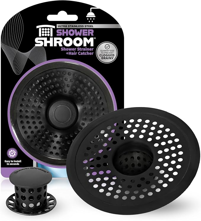 ShowerShroom Ultra Matte Black Hair Catcher, Stainless Steel Drain Protector by ShowerShroom