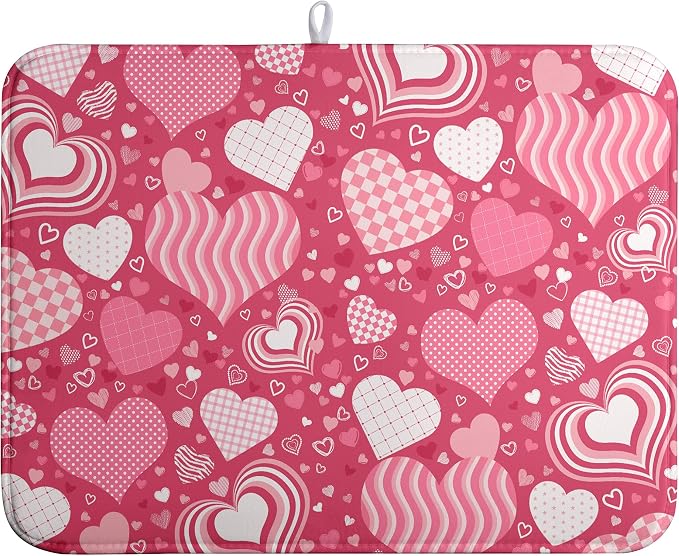 Red Heart Valentine Dish Dry Mat by Wnoesat