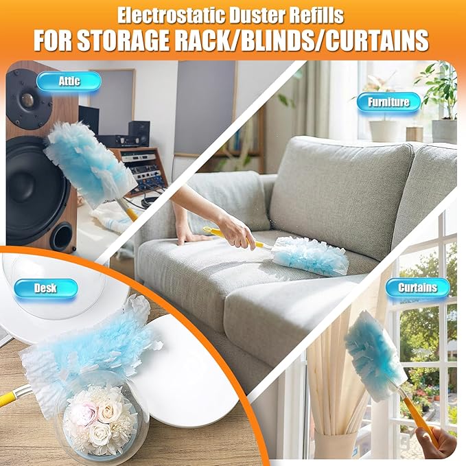 80 Count Duster Refills with 1 Short Handle & 3 ft Extendable Handle, - Image 7