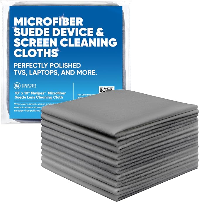 Premium Screen Cleaning Cloth by Microfiber Wholesale | Gray | 10”x10” | 10pk | by MicrofiberWholesale