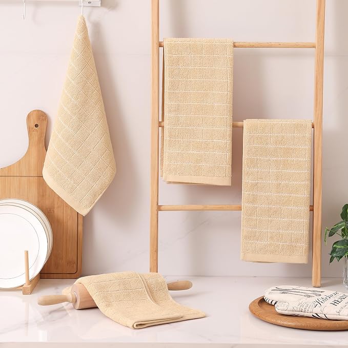Homaxy 100% Cotton Terry Kitchen Towels, Checkered Designed, Soft and Super - Image 6