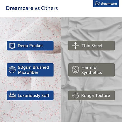 DREAMCARE King Size Sheets - Floral Sheets Bed Set - 4pcs King Sheet - Cooling Bed Sheets - King Size Sheet Sets - Soft & Long Lasting - Floral Blossom