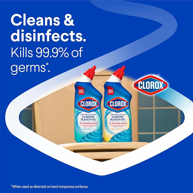 CLOROX Toilet Bowl Cleaner Clinging Bleach Gel, Ocean Mist, 24 Fl Oz - Image 3